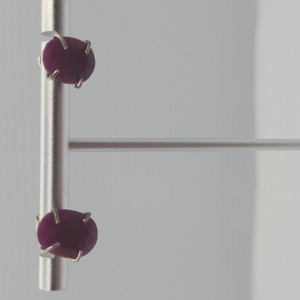 Sterling Silver And Ruby Post Earrings - image 2